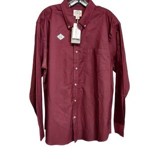 St Johns Bay Shirt Mens Size XL Maroon Heavyweight Button Up Long Sleeve EasyCar